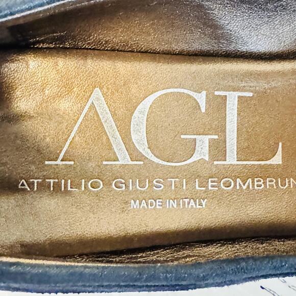 AGL Attilio Giusti Leombruni Shoes Womens 39 US 9 Blue Suede Block Heels Italy - Picture 9 of 11